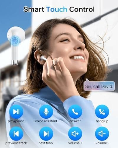 KTGEE Wireless Earbuds Bluetooth 5.3 Headphones, 40Hrs Playback Stereo Ear Buds with LED Display Charging Case IPX7 Waterproof in-Ear Earphones with Mic for Phone Tablet Laptop Sports, White - A-White thumbnail 6