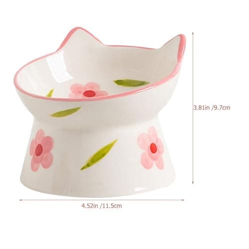 Zerodeko Ceramic Elevated Cat Bowl with Tilted Design 4.5 Inch Raised Pet Feeding Dish for Comfortable Neck Positioning Non-Slip Base Suitable for Small Cats and Dogs thumbnail 4