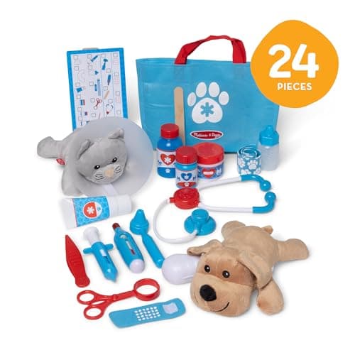 Melissa & Doug Examine and Treat Pet Vet Play Set, 24-Piece Animal Doctor Playset with Dog & Cat Plushies, Pet Doctor Kit & Accessories, Preschool Toys for Girls & Boys Ages 3+ thumbnail 3
