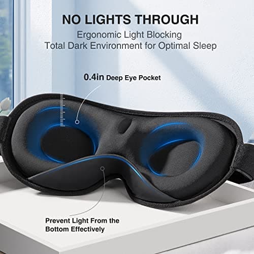 YFONG Weighted Sleep Mask, Women Men 3D Blocking Lights Sleeping Mask (4.2oz/120g), Pressure Relief Night Sleep Eye Mask with Adjustable Strap, Eye Cover Blindfold for Travel Nap Yoga, Black thumbnail 4