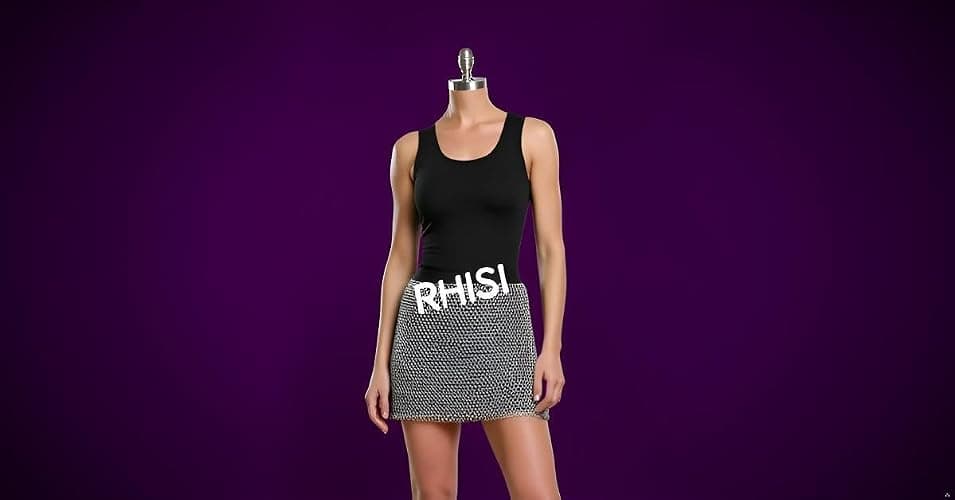 RHISI Handmade Aluminum Chainmail Skirt – Lightweight Anodized Metallic Skirt for Women – Rave, Festival, Costume & LARP Wear thumbnail 5