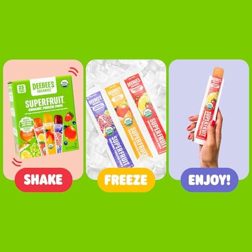 DeeBee's Organics SuperFruit Freezie Pops Variety Pack, No Added Sugars, No Artificial Flavors or Colors (Pack of 50) thumbnail 5