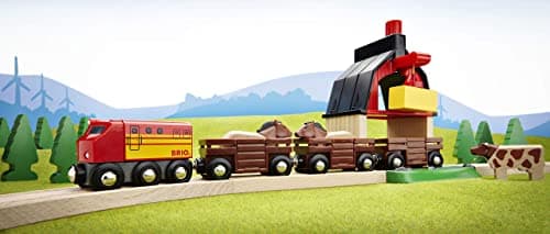 BRIO World 33719 - Farm Railway Set 20 Pieces - Wooden Train Set with Barn, Tractor & Animals for Kids Ages 3+ | FSC-Certified thumbnail 3