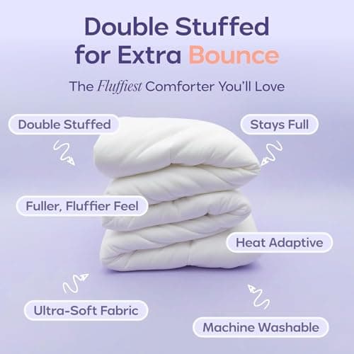 Mellow Marshmellow Comforter – Extra Fluffy Double-Stuffed Down Alternative Duvet Insert, All-Season Temperature Balancing, Oeko-TEX Fabric, Box Stitch, Machine Washable (Pink, Twin/Twin XL) thumbnail 2