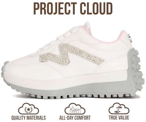 Project Cloud Kid Shoes for Girls - Girls Sneakers with Breathable Upper, Lightweight Design, Memory Foam Insole & Non-Slip Outsole (Lecco_K,WHITCOMBO,1) thumbnail 4