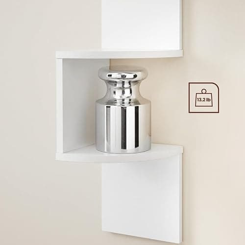 VASAGLE Corner Shelf Wall Mount, 5-Tier Floating Corner Bookshelf, Plant Shelf for Bedroom, Living Room, Bathroom, Home Office, Cloud White thumbnail 6