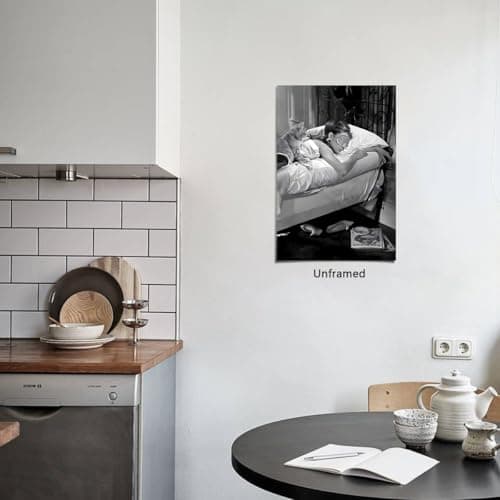 Vintage Black And White Wall Art Audrey Hapburn Sleeping Poster Home Room Wall Decor-Museum Quality Photo Art Canvas Prints Pictures For Bathroom Bedroom Decor thumbnail 3