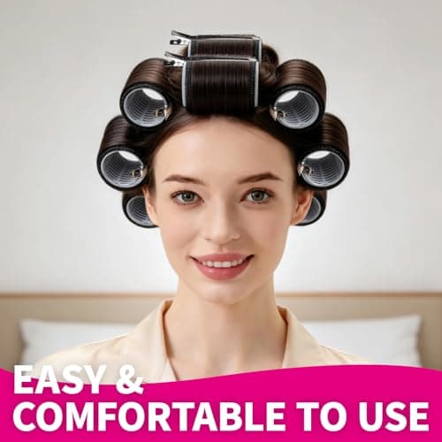 Teenitor 18pcs Hair Rollers Set, 9 Hair Rollers for Women and 9 Hair Clips 3 Sizes Self Grip Hair Rollers (40mm, 50mm, 60mm), Rollers Hair Curlers for Short Medium Long Hair thumbnail 5