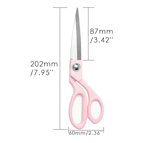 Pink Fabric Scissors 8 Inch Candy Colored Sewing Shears Premium Craft Tailor Heavy Duty Stainless Steel Professional Dressmaker Home Office Metallic Scissors for Women thumbnail 3