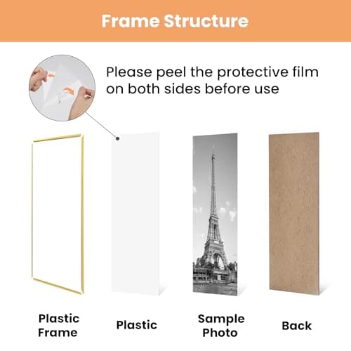 upsimples 18x24 Picture Frame Gold 3 Pack, Scratch-Proof Poster Frames 18 x 24 for Photo Gallery - Slide-In Strips, Horizontal or Vertical Wall Mounting thumbnail 6