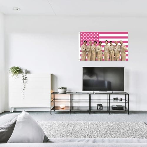 Stray Kids Tapestry, Pink American Flag Design, 3x5 FT Polyester Wall Hanging with Brass Grommets for Bedroom Studio Decor thumbnail 6