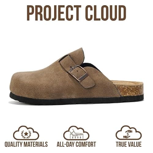 Project Cloud 100% Genuine Leather Kids Clogs with Natural Cork Footbed & Memory Foam Insole Arch Support - Non-Slip Clogs for Kids - Slippers Sandals for Boys & Girls Footwear thumbnail 4