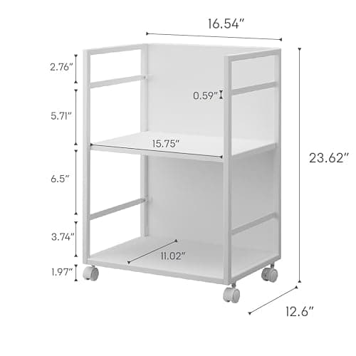 YAMAZAKI Home Tower Wheeled Wagon Cart with Adjustable Shelves and Hooks - Rolling Concealed Organization for Food, Pet Supplies, Or School Supplies, 24" - Steel - thumbnail 3