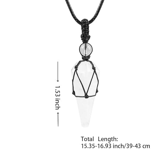 weryerker Healing Crystal Natural Gemstone Pendant Necklace Pointed Necklace Adjustable Black Rope For Men Women thumbnail 2