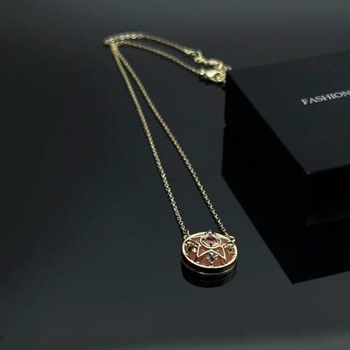 CHIVASO 4 Styles Anime Themed Pendant Necklaces Gold Plated Guardian Star Moon Necklace, Cosplay Jewelry Accessories thumbnail 5