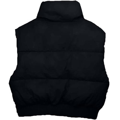Shiyifa Women's Fashion High Neck Zipper Cropped Puffer Vest Jacket Coat thumbnail 7