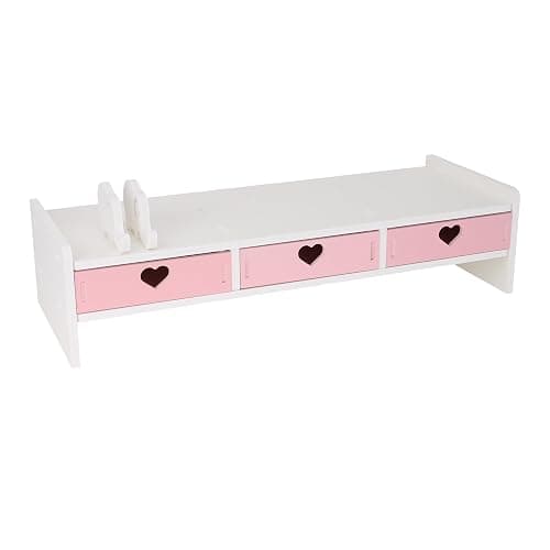 CONKAWACA Cute Monitor Stand Kawaii Desk Organizer Cute Desk Organizer with Drawers Monitor Riser Computer Stand thumbnail 5