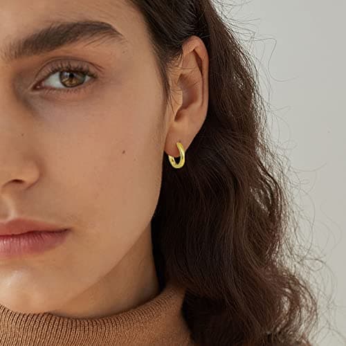 micuco 3 Pairs Small Hoop Earrings Set for Women, 14K Gold Plated Huggie Hoop Earrings for Men, Tiny Cartilage Hypoallergenic Earring Set thumbnail 8
