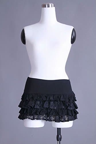 HaoLin Steampunk Retro Victorian Punk Cincher Lace up Long Ruffle Mini Skirt Black thumbnail 3