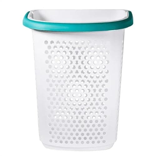 pomiler Plastic Rolling Laundry Basket Hamper Portable 2 Bushel Laundry with Pop-up Handle for Clothes, Bedroom, and Storage, White thumbnail 3
