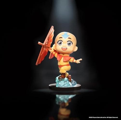 Jazwares Avatar: The Last Airbender Aang - 4-Inch Mini Figure in Kawaii Style in Dynamic Pose with Display Base thumbnail 2