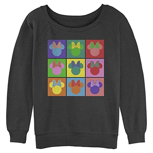 Disney Women's Classic Mickey Warhol Minnie Junior's Raglan Pullover with Coverstitch - Image 1