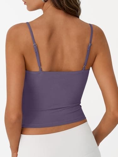 Trendy Queen Double Lined Tops for Women Adjustable Camisole Summer Teens Cute Going Out Spaghetti Strap Crop Tank Tops Gray Purple XS thumbnail 4
