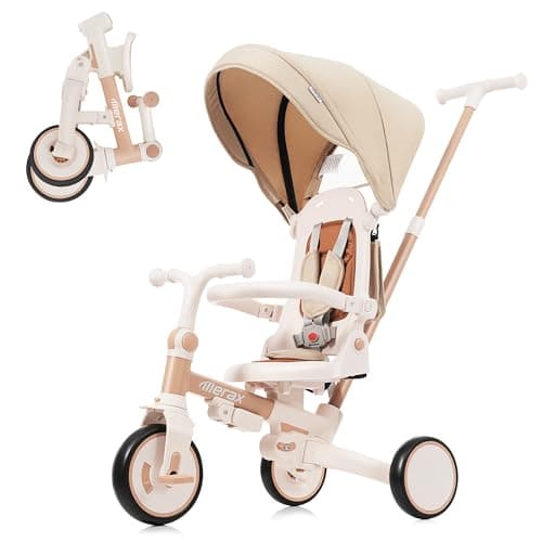 Foldable Toddler 7-in-1 Tricycle, Canopy, and Guardrail Parent Push Handle Ages 1-6 Years - Image 1