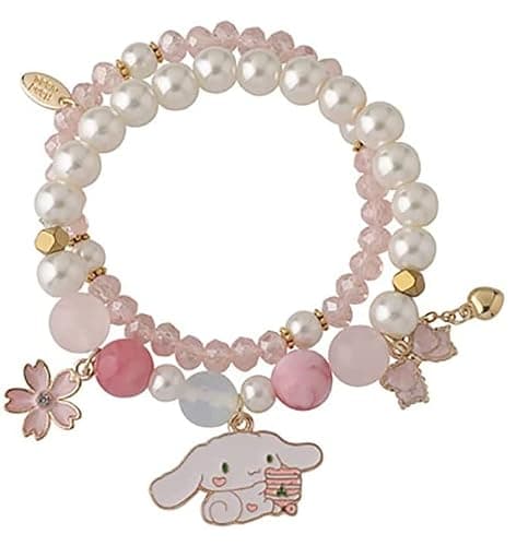 CJIAYUJEW Cute Bracelet Crystal Pearl Bracelets, Anime Elastic Stretch Crystal Bead Bracelet Lovely Cartoon Elastic Beaded Bracelets for Women thumbnail 3