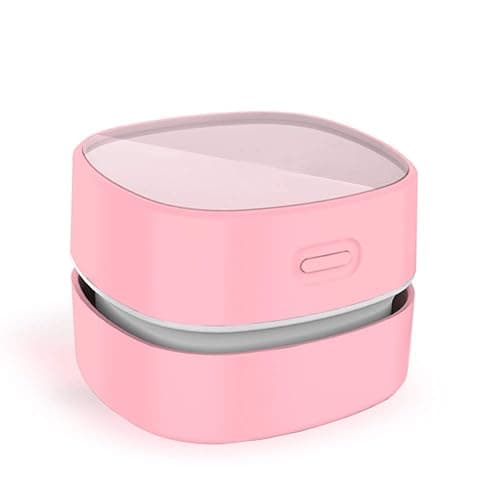 ODISTAR Desktop Vacuum Cleaner,Mini Table dust Sweeper Energy Saving,High Endurance up to 400 mins,Cordless&360º Rotatable for Cleaning Hairs,Crumbs,Computer Keyboard of Gifts for Kids (Pink) - Image 1