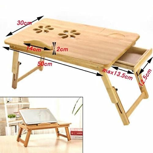 LN COZY CORNER Premium Bamboo Laptop Stand – Adjustable & Portable Laptop Riser for Desk/Bed/Sofa, Foldable Design with Drawer – Ergonomic Laptop Accessory for Home/Office thumbnail 2