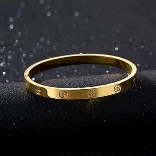 FOLOOTY 2-Pack Friendship Bracelets for Women - 18K Gold Plated Titanium Steel Cuff Love Bangle Set with Cubic Zirconia | Sister Jewelry Gift, Eco-Friendly Packaging, Durable Everyday Wear thumbnail 5