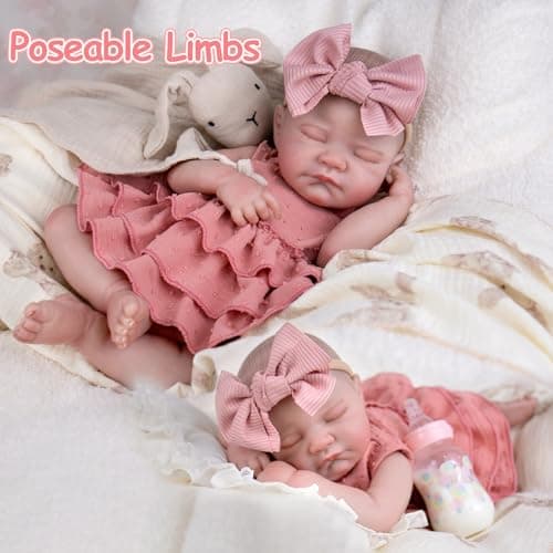 UOFTKIZ Realistic Reborn Baby Dolls - 20" Real Baby Girl Doll, Lifelike Newborn with Soft Cloth Body and Feeding Accessories, Nurturing Play, Collection Gift for Kids 3+, Grandparents, Newparents thumbnail 5