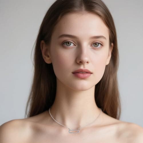 Reffeer Solid 925 Sterling Silver Safety Pin Choker Necklace for Women Teen Girls Paper Clip Pendant Necklace CZ Pin Necklace (A-Silver) thumbnail 3