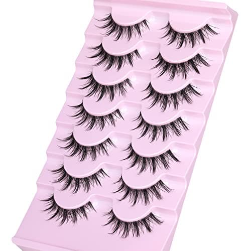 Manga Lashes Natural Look Anime Lashes Cosplay False Eyelashes with Clear Band 3D Wispy Eyelashes Asian Japanese Korean Style Manhua Lashes Look Like Individual Clusters Pack by EYDEVRO - Clear Band thumbnail 4