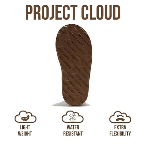 Project Cloud 100% Genuine Leather & Australian Shearling Slippers for Kids - Memory Foam Fuzzy & Non-Slip Fluffy Slippers Girls Footwear & Boys Footwear, Kids Unisex Shoe (Dream Warm) thumbnail 5