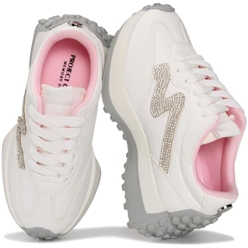 Project Cloud Kid Shoes for Girls - Girls Sneakers with Breathable Upper, Lightweight Design, Memory Foam Insole & Non-Slip Outsole (Lecco_K,WHITCOMBO,1) - Image 1