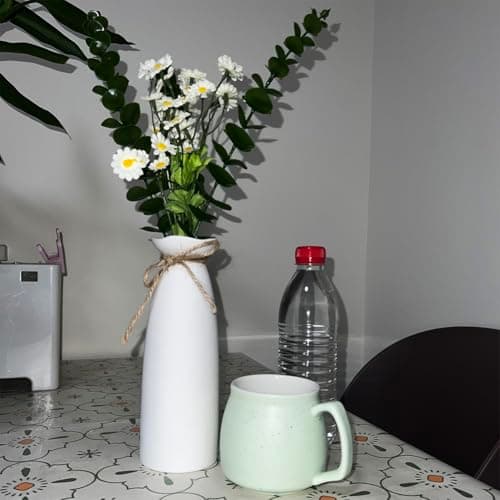 White Ceramic Vase-Flower Vase Dried Flower Vase for Modern Home Decor, Fit for Foyer Living Room Fireplace Bedroom Kitchen,Decent Gift, 8.27" H thumbnail 7