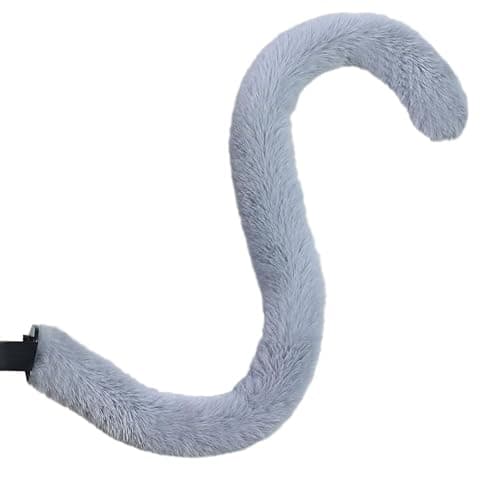 Whakano Plush Cat Tail, Fashion Faux Fur Animal Tail Costume Accessories, Soft Animal Costume, Cat Tail for Cosplay, Carnival & Party, Halloween, Christmas Party, Animal Party, Grey - Image 1