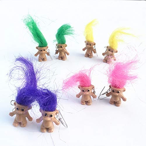 Lovely Ugly Doll Dangle Earrings, Cute Ugly Doll with Colorful Hair Drop Earrings for Women Men Funny Jewelry Gift thumbnail 3