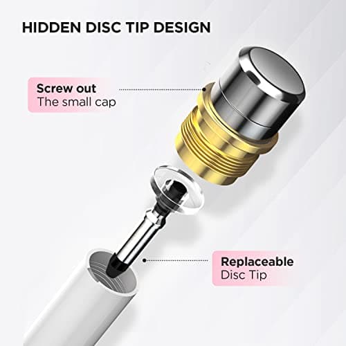 Stylus Pen for iPad, Disc Tip Pencil Tablet Stylus Compatible with Apple iPad pro/iPad 6/7/8th/iPhone/Samsung Galaxy Tab A7/S7/All Touch Screens (White) thumbnail 3