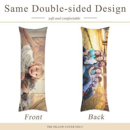 GYETPONG Custom Design Photos or Text Long Body Pillow Case，Personalized Love Photo Pillow Cover, Customize Birthday Gift, Wedding Keepsake Throw Pillow Covers (20x54 inch) thumbnail 3