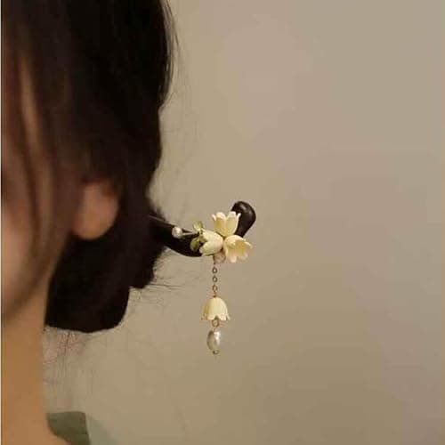 Classic Chinese Wooden Hair Sticks - Handmade Flower Hairpins and Chopsticks for Elegant Updos Floral Hairpin Wooden Hair Clip 1Pack thumbnail 4