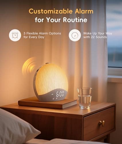 ecozy Sunrise Alarm Clock, White Noise Machine, Sound Machine for Bedroom, Wake Up Light with BT Speaker, 26 Sleep Sounds, 17 Night Lights, Dimmable Digital Clock for Adults, Kids thumbnail 4