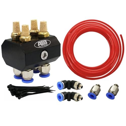 Universal 4 Port / 4 Point Diff Breather Deluxe Kit Black for BT50, Ford Courier and Ford Ranger Only Red Hose - Image 1