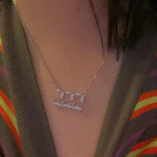 Nayaboo 14k Gold Angel Number Necklace, Dainty Pendants Necklace for Women, 111 222 333 444 555 666 777 888 999 Personalized Number Chain thumbnail 3