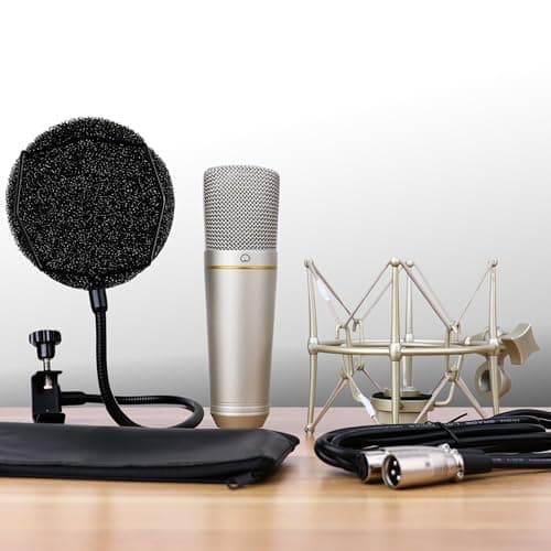 MA-67 Studio Condenser Microphone, 34mm Gold Large Diaphragm Capsule, Including Hydro Pop Filter, Metal Shock Mount, XLR Cable and Mic Bag - For Music Production, Vocal Recording and Podcasting thumbnail 7