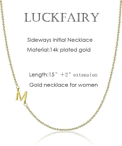 LuckFairy Initial Necklaces for Women, Dainty Gold Letter Necklace 14k Gold Plated Sideways Initial Necklace Cute Name Simple Choker Necklaces for Women Trendy Jewelry Gifts thumbnail 5