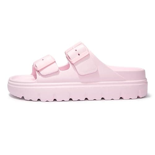 FUNKYMONKEY Women's Comfort Slides Double Buckle Adjustable Plastics Flat Sandals thumbnail 2