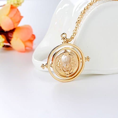 Harry Potter Gold Tone 3D Hourglass Necklace Pendant Time Turner Hermione Pendant Necklace Hermione Granger Rotating Spins Gold Plated Lover's Jewelry thumbnail 7